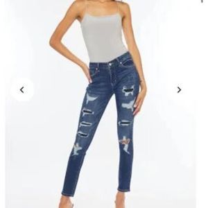 KanCan Women's Tobie Mid Rise Super Skinny Jeans Denim Distressed Stretch 5/26
